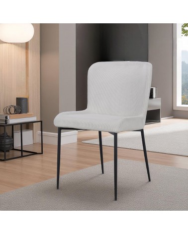 Chaise beige ivoire velours côtelé "Lysette"