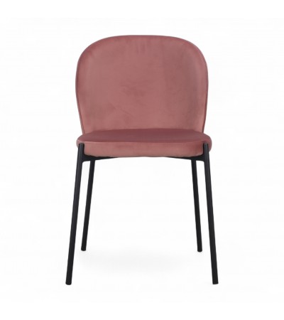 Chaise velours rose pieds métal "Tudor"