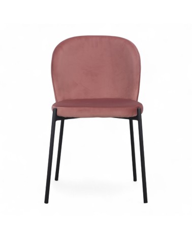 Chaise velours rose pieds métal "Tudor"
