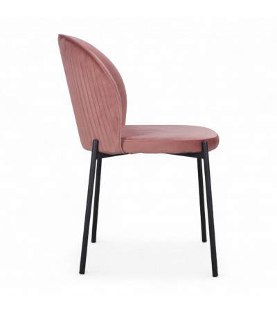 Chaise velours rose pieds métal "Tudor"
