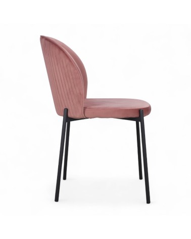 Chaise velours rose pieds métal "Tudor"