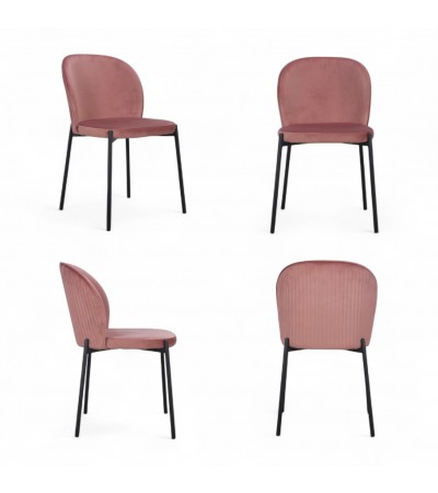 Chaise velours rose pieds métal "Tudor"