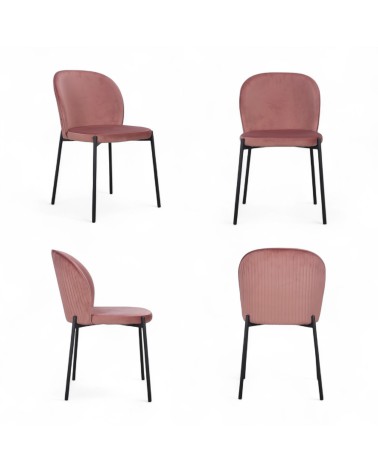 Chaise velours rose pieds métal "Tudor"