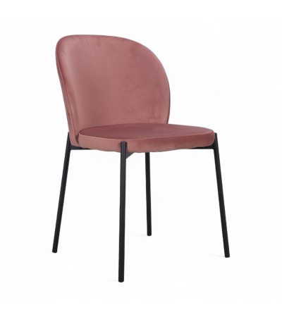 Chaise velours rose pieds métal "Tudor"