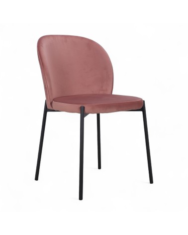 Chaise velours rose pieds métal "Tudor"