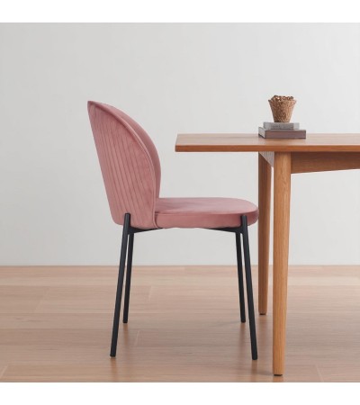 Chaise velours rose pieds métal "Tudor"
