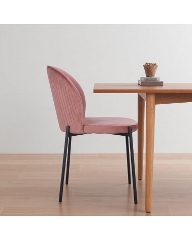 Chaise velours rose pieds métal "Tudor"