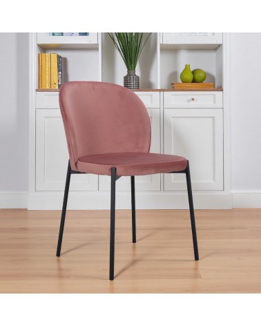 Chaise velours rose pieds métal "Tudor"