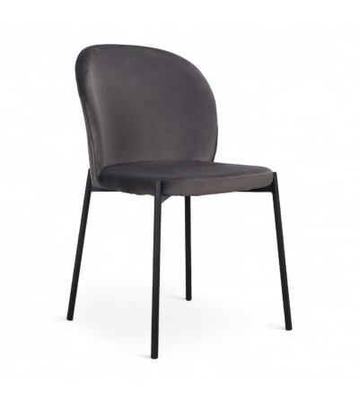 Chaise velours gris pieds métal "Tudor" Chaise velours gris pieds métal "Tudor"