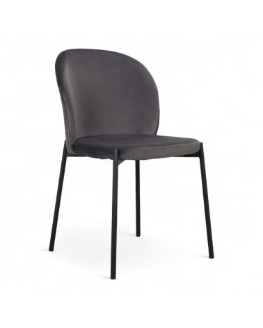 Chaise velours gris pieds métal "Tudor"