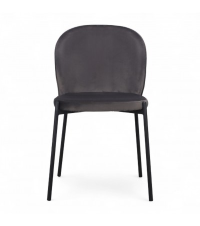 Chaise velours gris pieds métal "Tudor" Chaise velours gris pieds métal "Tudor"