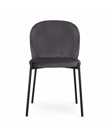 Chaise velours gris pieds métal "Tudor"