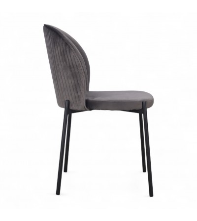 Chaise velours gris pieds métal "Tudor" Chaise velours gris pieds métal "Tudor"