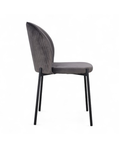 Chaise velours gris pieds métal "Tudor"