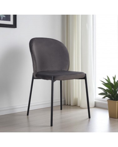 Chaise velours gris pieds métal "Tudor"