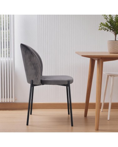 Chaise velours gris pieds métal "Tudor"