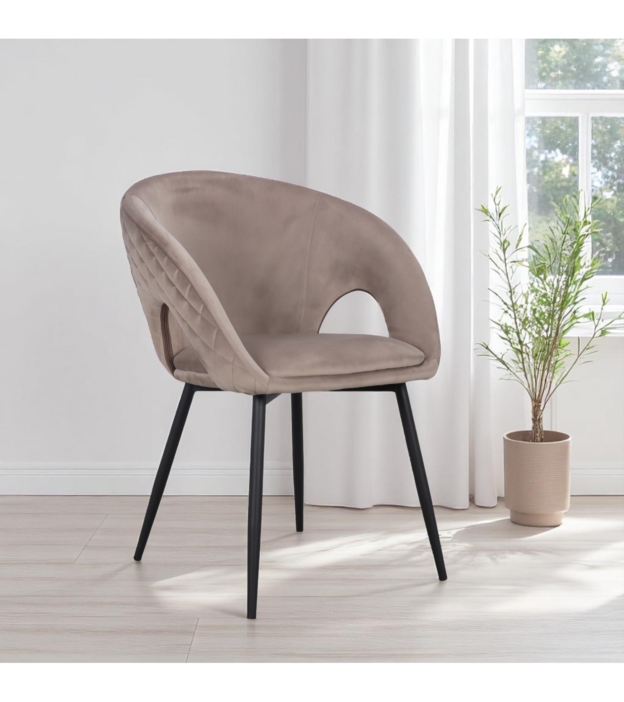 Abgerundete beige Esszimmer Samtstühle "Colleen" Abgerundete beige Esszimmer Samtstühle "Colleen"