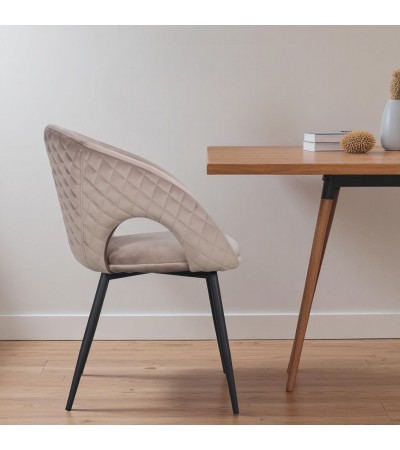 Abgerundete beige Esszimmer Samtstühle "Colleen" Abgerundete beige Esszimmer Samtstühle "Colleen"
