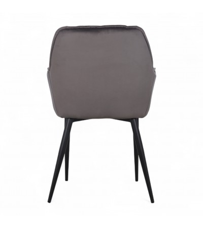 Chaise capitonnée velours gris pieds métal "Cassie"
