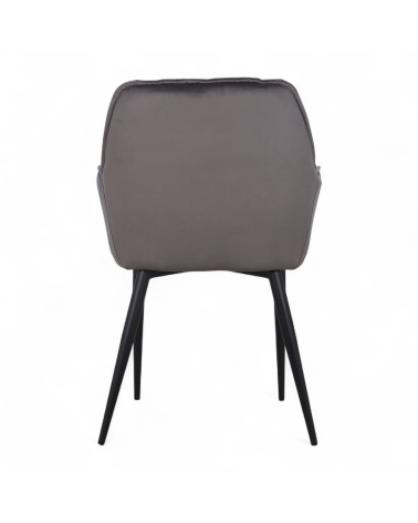 Chaise capitonnée velours gris pieds métal "Cassie"
