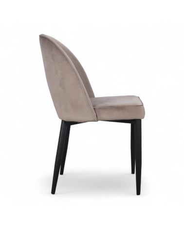 Chaise velours beige design années 60 "Janie"