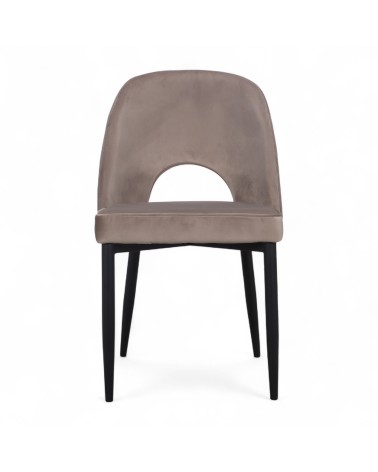 Chaise velours beige design années 60 "Janie"