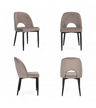 Chaise velours beige design années 60 "Janie" Chaise velours beige design années 60 "Janie"