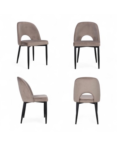 Chaise velours beige design années 60 "Janie"