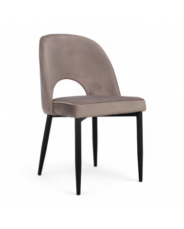Chaise velours beige design années 60 "Janie"