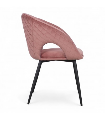 Chaise velours rose et métal noir "Colleen"