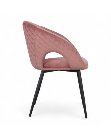Chaise velours rose et métal noir "Colleen"