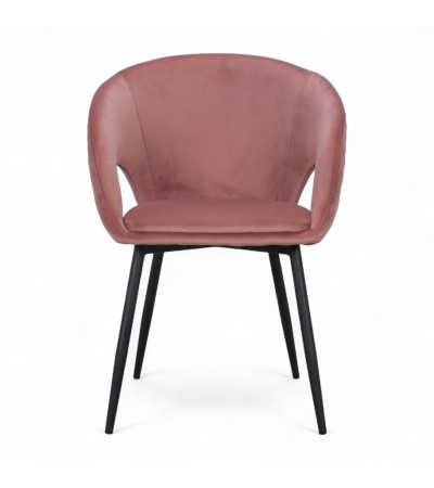 Chaise velours rose et métal noir "Colleen"