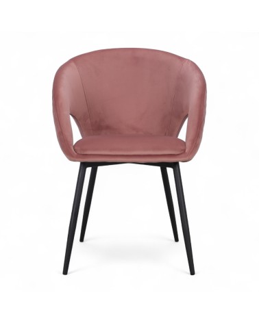 Chaise velours rose et métal noir "Colleen"