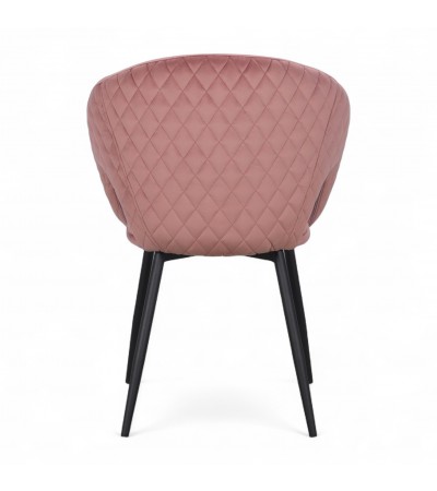 Chaise velours rose et métal noir "Colleen"