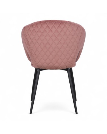 Chaise velours rose et métal noir "Colleen"