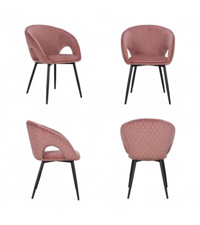 Chaise velours rose et métal noir "Colleen"