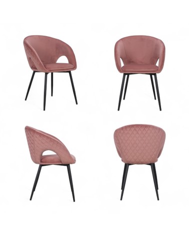 Chaise velours rose et métal noir "Colleen"