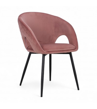 Chaise velours rose et métal noir "Colleen"