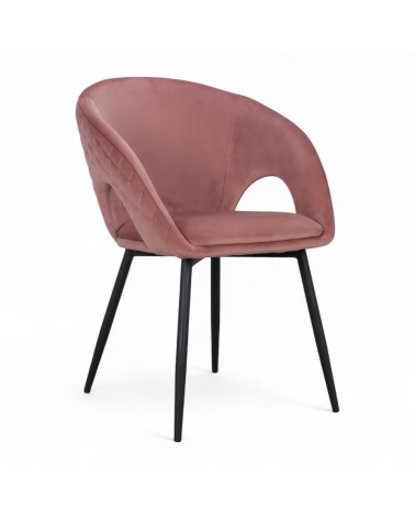 Chaise velours rose et métal noir "Colleen"