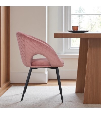 Chaise velours rose et métal noir "Colleen"