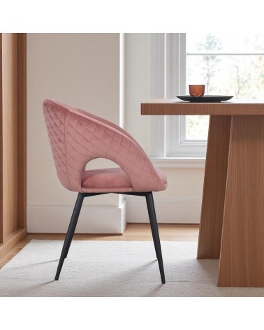 Chaise velours rose et métal noir "Colleen"