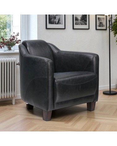 Clubsessel aus schwarzem Leder - Kollektion Adam