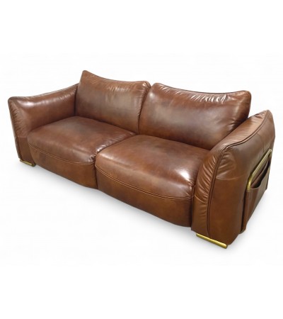 Canapé cuir vintage marron 3 places design "Eden"