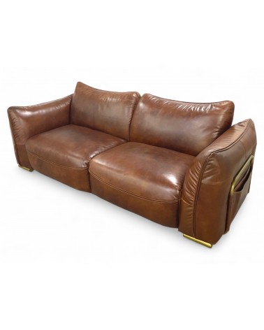 Canapé cuir vintage marron 3 places design "Eden"