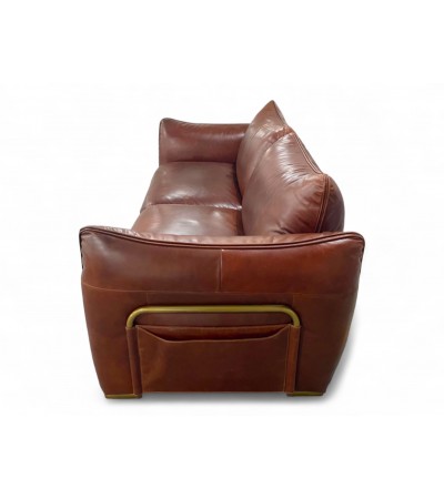 Canapé cuir vintage marron 3 places design "Eden"