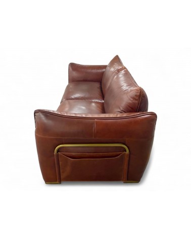 Canapé cuir vintage marron 3 places design "Eden"
