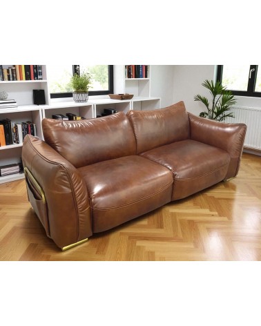 Canapé cuir vintage marron 3 places design "Eden"