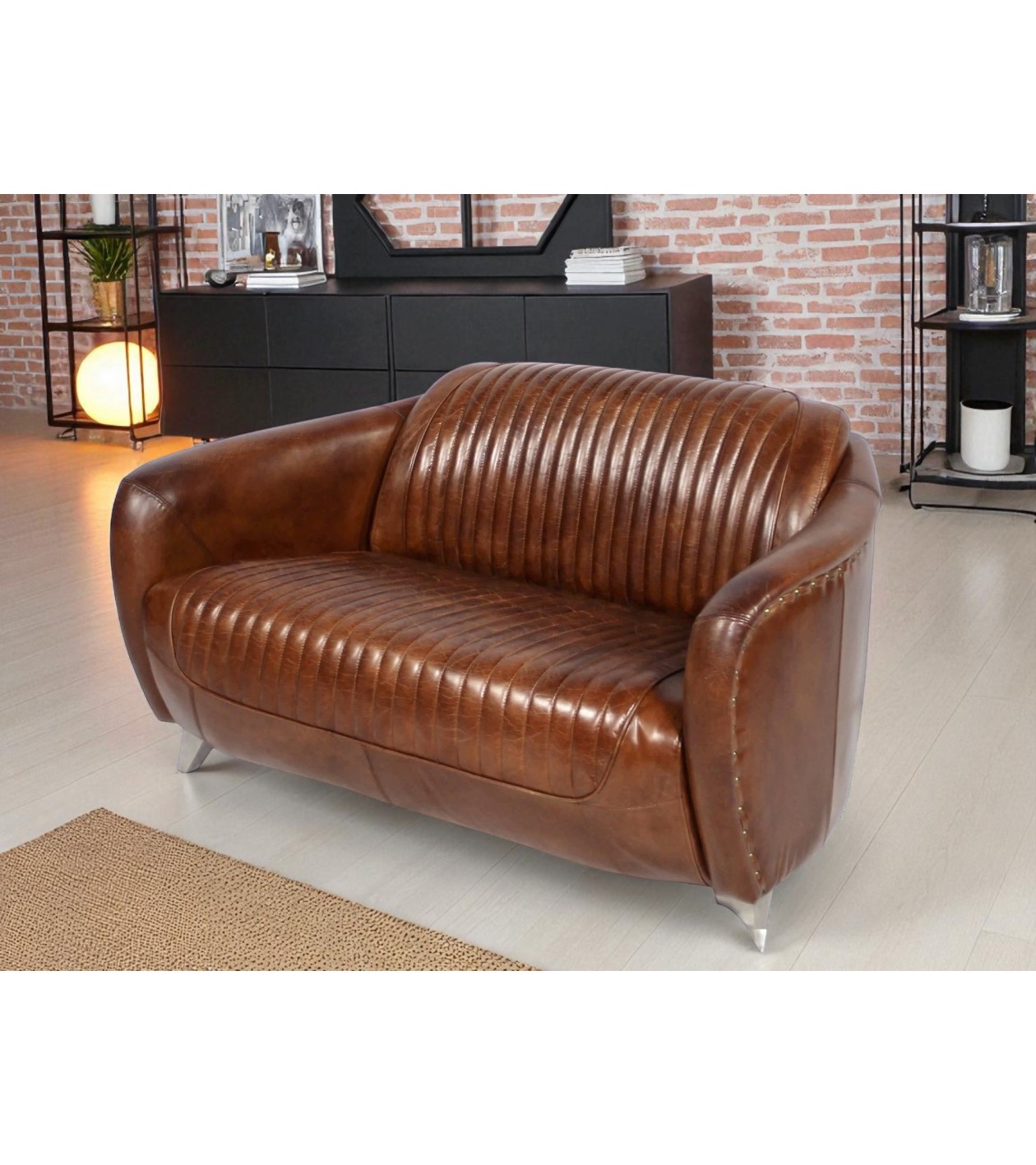 Canapé cuir Marron 2 places "Stanley" Canapé cuir Marron 2 places "Stanley"