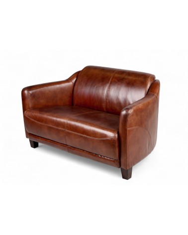 Canapé club en cuir marron vintage "Adam"
