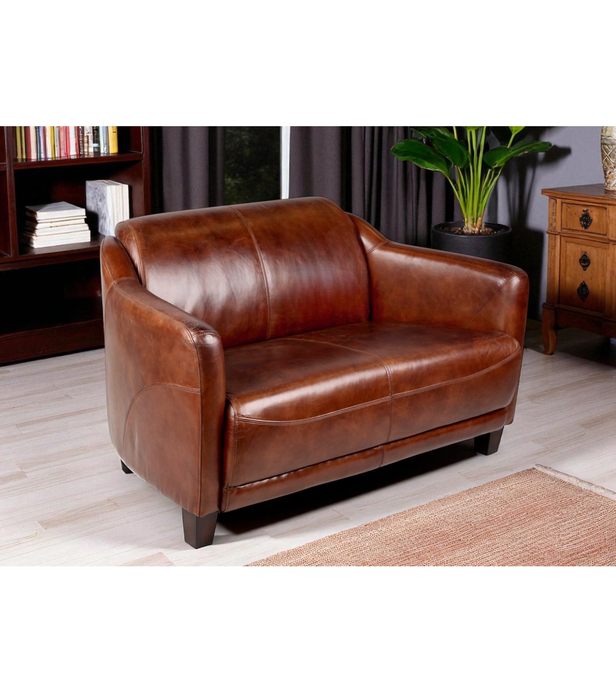 Canapé club en cuir marron vintage "Adam"